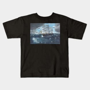 Sailing ship in a storm Kids T-Shirt